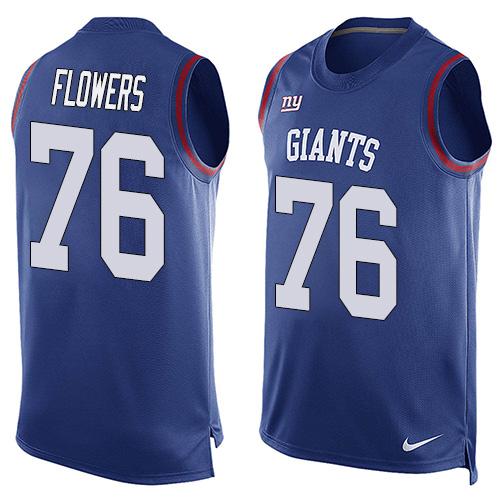 Giants #76 Ereck Flowers Royal Blue Team Color Men's Stitched NFL Limited Tank Top Jersey
